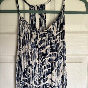 Cynthia Rowley Navy and White Patterned Maxi High Low Dress